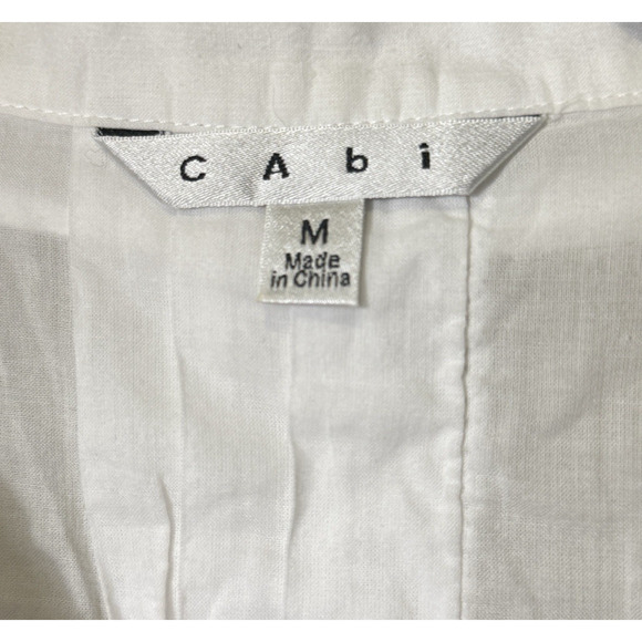 CAbi Women's Medium White Collared Cotton Lace Detail Long Sleeve ButtonUp Shirt - Picture 6 of 9